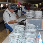 Plates are prepared for our guests who use the take-out lines