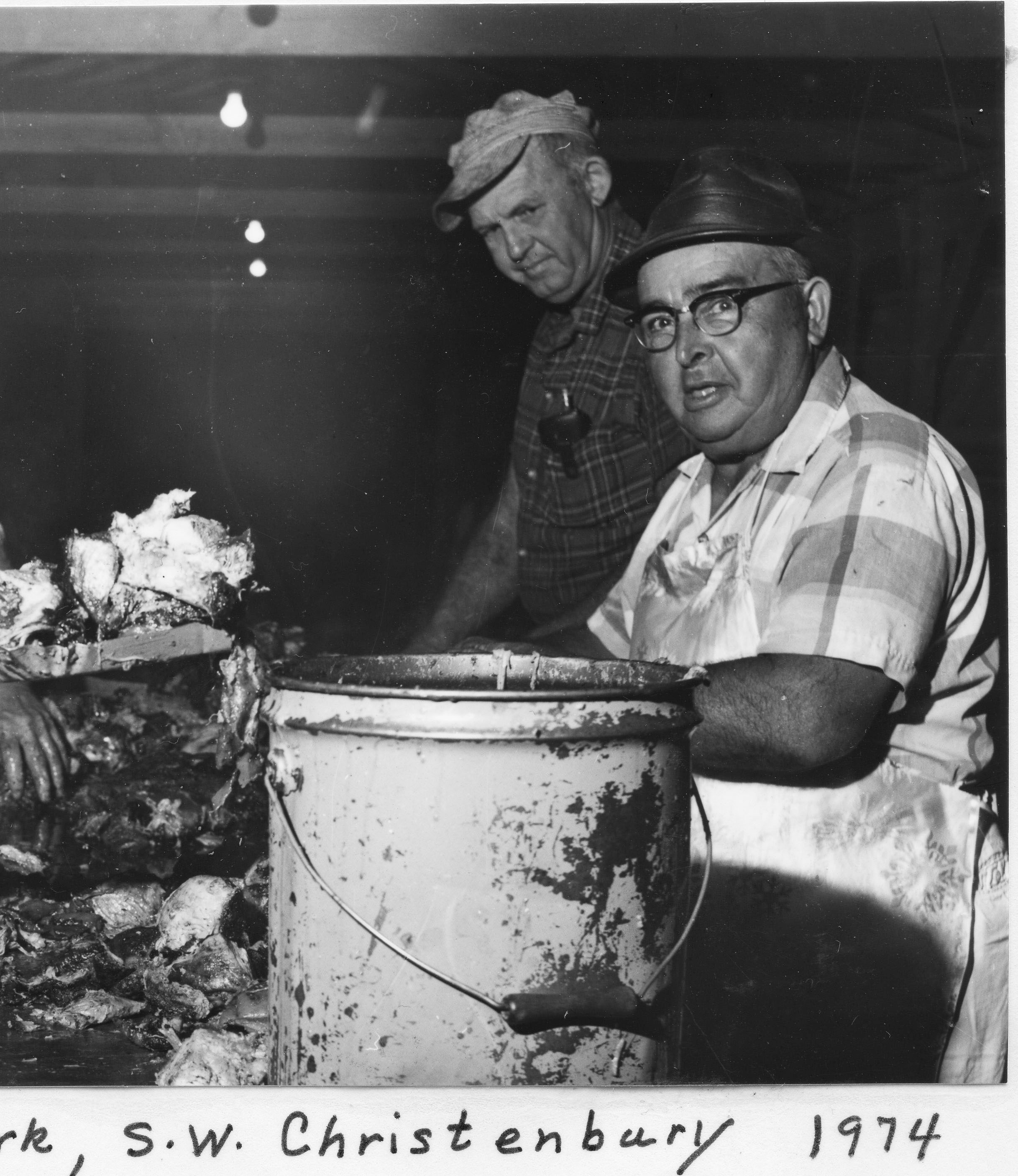 Wood Christenbury, chopping meat 1974